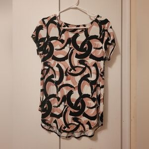 Women’s Abstract Print Short Sleeve Top | Size Medium (Estimated)